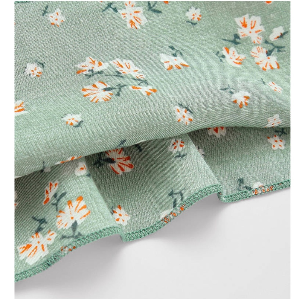 Boho Deep V Mint Green Floral Dress - Picture 7 of 13